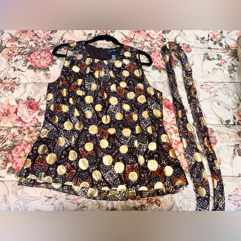 Etcetera sleeveless blouse with waist tie